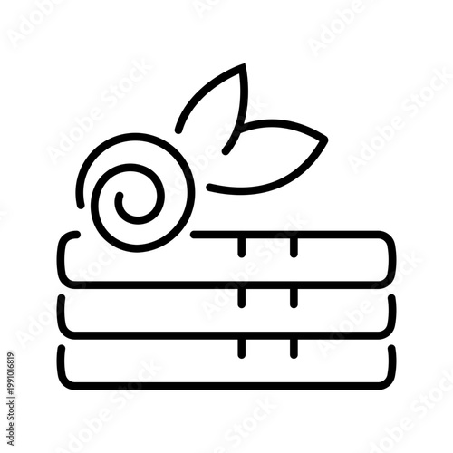 Spa towel icon. Lifestyle and spa services line symbol. Black and white.