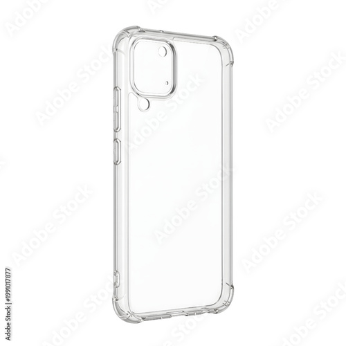 Transparent Clear Phone Case Isolated on White and Transparent Background, Generic Smartphone Cover, High Quality Product Photography