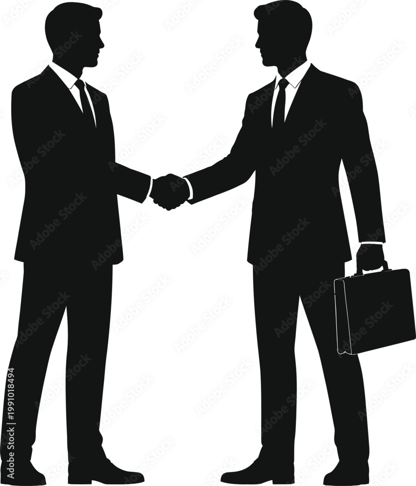 Fototapeta premium Business handshake silhouette of two professionals, success deal concept