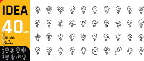 Idea light bulb icons for creativity and innovation.