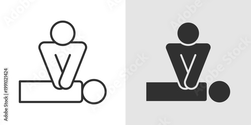 CPR Icon representing cardiopulmonary resuscitation, emergency life saving support, and cardiac care.