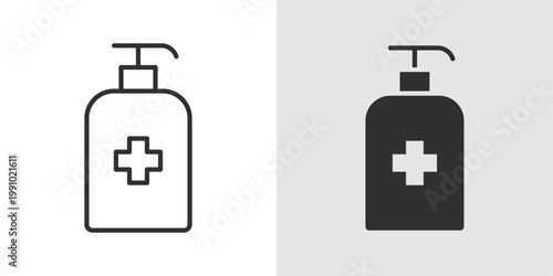 Hand Sanitizer Icon representing hygiene, germ protection, and cleanliness.