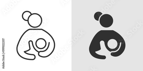 Breastfeeding Icon representing infant nutrition, maternal care, natural feeding, bonding between mother and baby, and early childhood health and development.