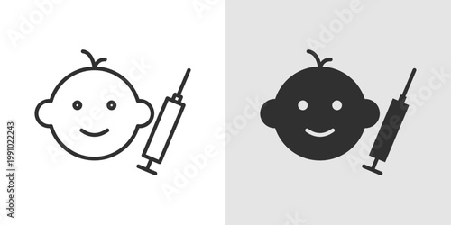 Child Vaccination Icon representing immunization, pediatric healthcare, disease prevention, and protection of children through vaccines.