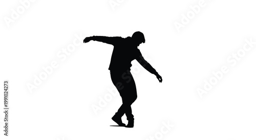 Silhouette of a person dynamically posing exhibiting movement and energy