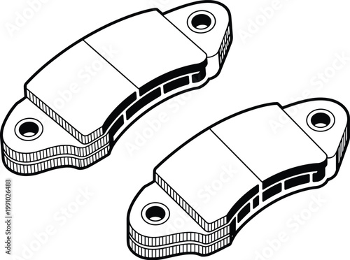 Brake pads automotive parts set car braking system replacement components vehicle maintenance safety friction material vector illustration isolated on white background