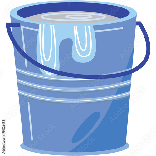 Plastic bucket with paint or glue icon vector