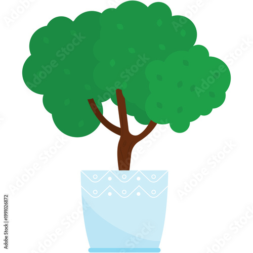 Decorative tree in pot vector icon illustration