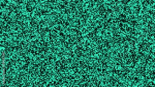 Teal and Black Pixel Noise Pattern - Digital Static Background Texture
