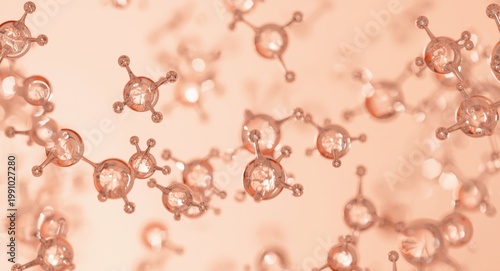 Visual science concept of hyaluronic acid molecules in cosmetic collagen serum marketing