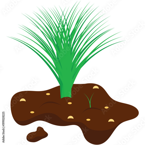 Decorative green plant growing in soil pile vector