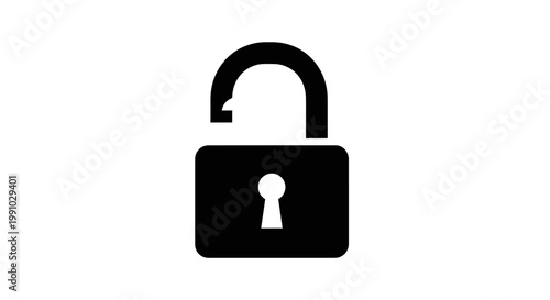 An illustration of a black padlock with a keyhole on a white background