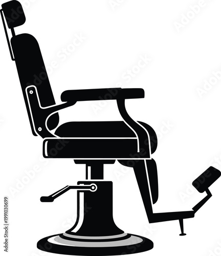 Classic barber chair with adjustable footrest and back support Vector