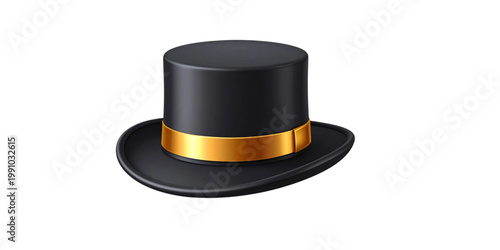 Elegant black top hat with a gold band for formal occasions Vector