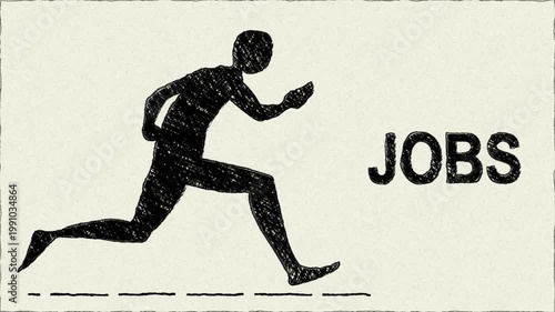 Jobs Race Concept  Silhouette Runner Chasing Career Opportunity
