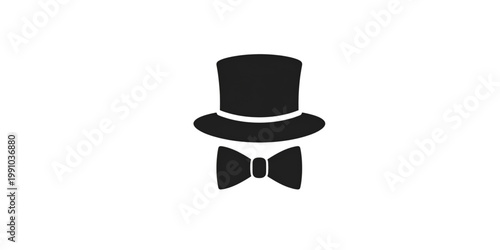 Elegant top hat paired with a bow tie in minimalist black and white design Vector
