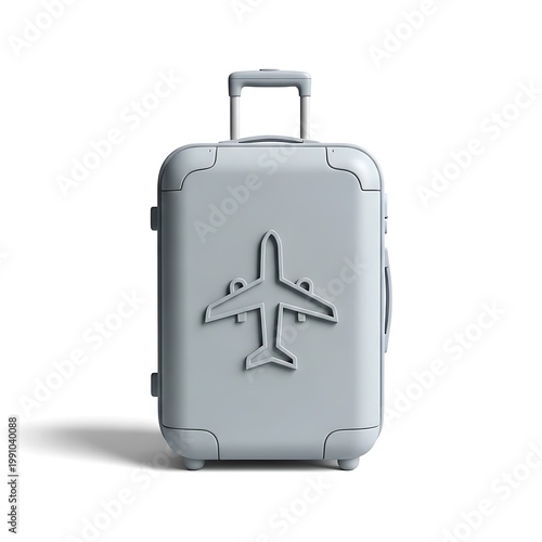 Travel Suitcase with Airplane Icon Symbolizing Vacation and Tourism