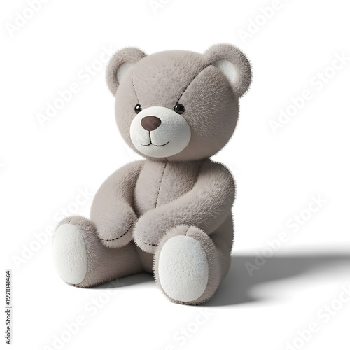 Soft plush teddy bear toy isolated on white background