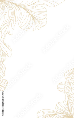Elegant gold floral corner design on white background