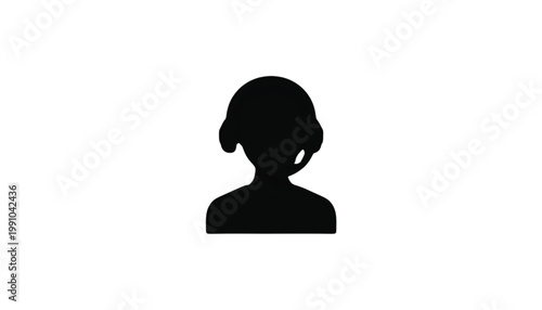 Customer service representative icon depicts a stylized person wearing a headset to signify professional communication, technical support, and helpful assistance in a digital business environment.