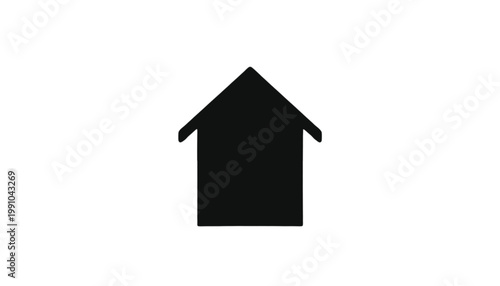House silhouette depicts a simple architectural structure representing the concept of a residential home or a real estate property development for family living spaces.