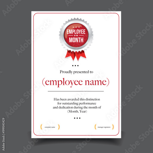 Best Employee of the Month certificate template