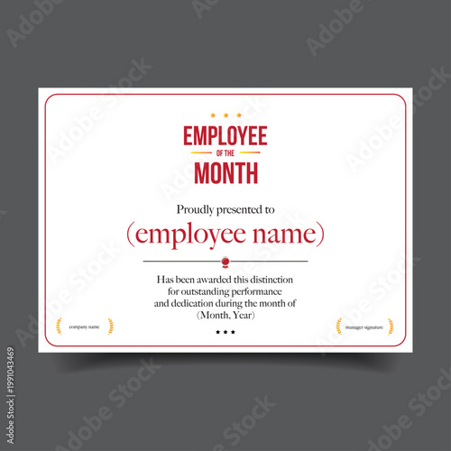 Best Employee of the Month certificate template