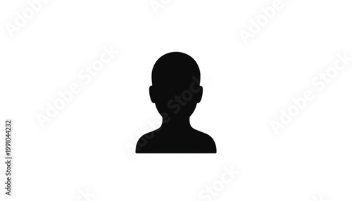 Person silhouette depicts a gender neutral human head and shoulder figure designed for use as a universal placeholder in contact lists or team member sections of corporate websites and mobile apps.