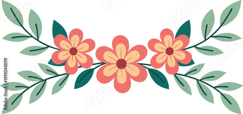 Vibrant red floral garland with green leaves red flowers