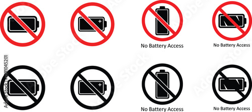 Prohibited items signage no electronics batteries or power banks allowed