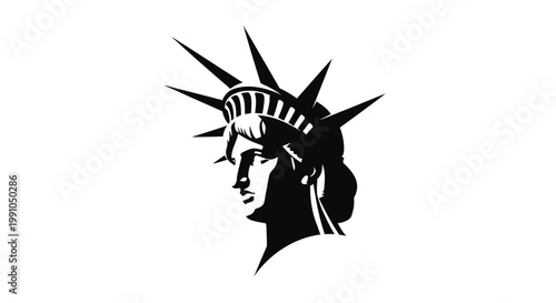 Statue of Liberty iconic head silhouette.