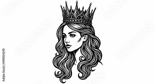 Illustration of a woman wearing crown.