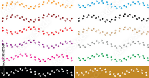 Paw Prints. Cute pets and Dogs pets paw print isolated on white background. Animal paw prints.