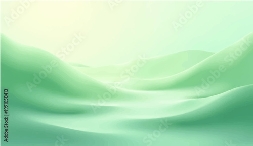 An ethereal landscape unfolds, gentle rolling green hills. A scene of pure tranquility, inviting viewers to explore the beauty of nature. 