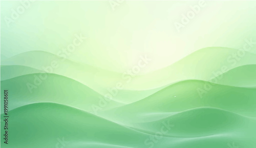 Abstract rolling landscape in shades of green evokes a sense of tranquility, harmony and the beauty of the environment. Capturing the soft shapes and gradients of the landscape in a minimalist.