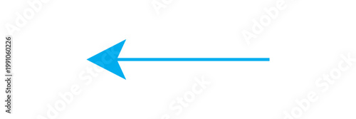 Blue directional long arrow on white background . Isolated long arrows . Pointing arrows . Arrowhead pointing arrow icon . EPS 10 .
