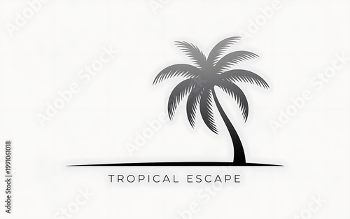 Palm tree stands on a beach under the tropical sun for a summer getaway.