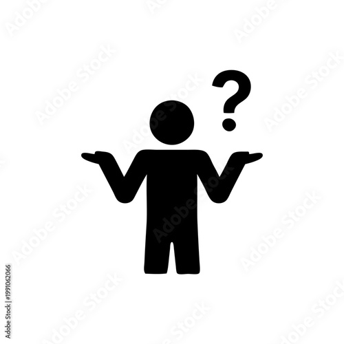 Confused person icon with question mark, uncertainty symbol
