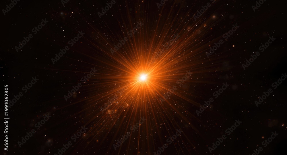 Fototapeta premium Radiating solar form in deep universe abstract digital image