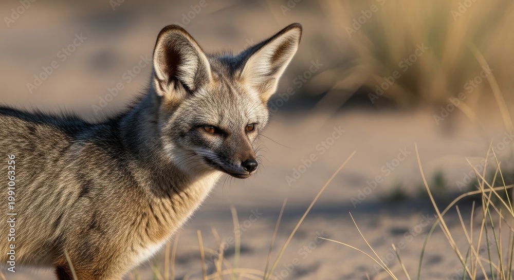 Fototapeta premium Fox Portrait in Golden Hour Desert Light