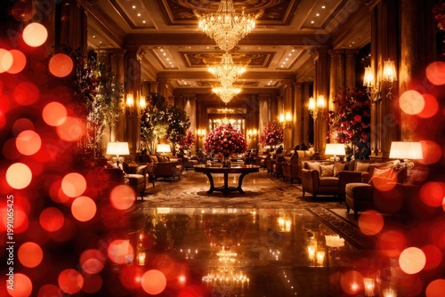 Upscale hotel interior with...