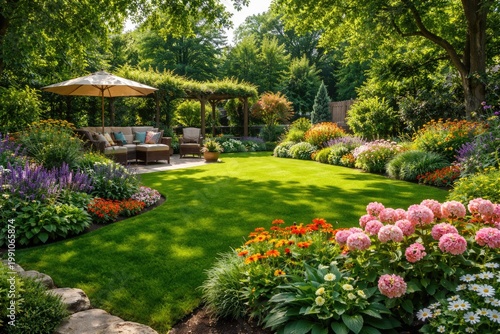 Summer backyard scene with ...