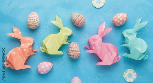 Vibrant pastel paper bunnie...