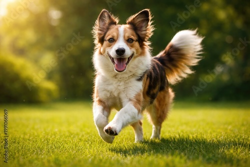 Happy pet mixed breed dog r...