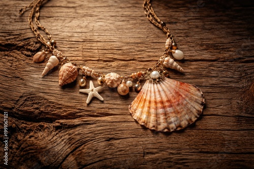 Artistic seashell necklace ...