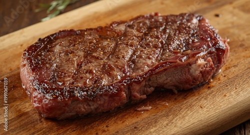 Juicy medium rare beef stea...