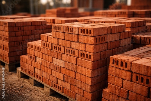 Red bricks stacked as a com...