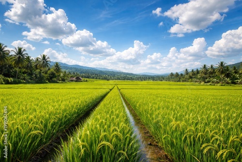 Green rice field landscape ...