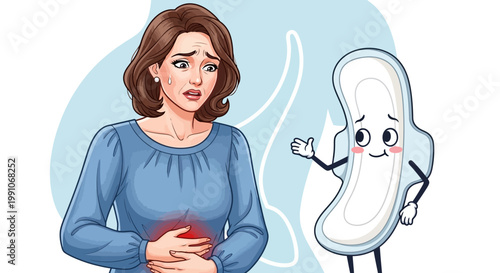 Woman experiencing menstrual cramp pain.