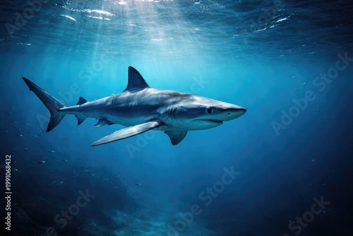 Blue shark swimming in ocea...